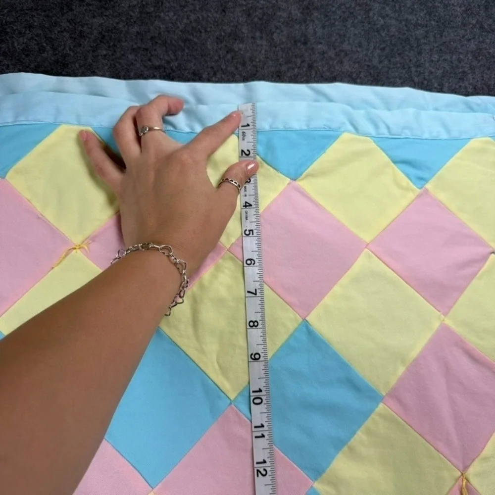 Pastel Diamond Patchwork Baby Quilt‎ Blanket Nursery Decor Crib Play Mat